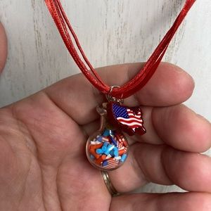 Red, white and blue USA Necklace